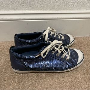 Navy sequin Garrett sneakers by Coach